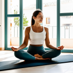 **

A bright and airy living room in a modern Spanish home. The space is minimalist with neutral colors and a few carefully chosen plants. Sunlight streams through the open windows. A woman, fully clothed in comfortable but stylish casual wear, is meditating peacefully on a yoga mat. The scene evokes calmness and well-being. Safe for work, appropriate content, fully clothed, family-friendly, perfect anatomy, correct proportions, natural pose, professional photography, high quality.

**