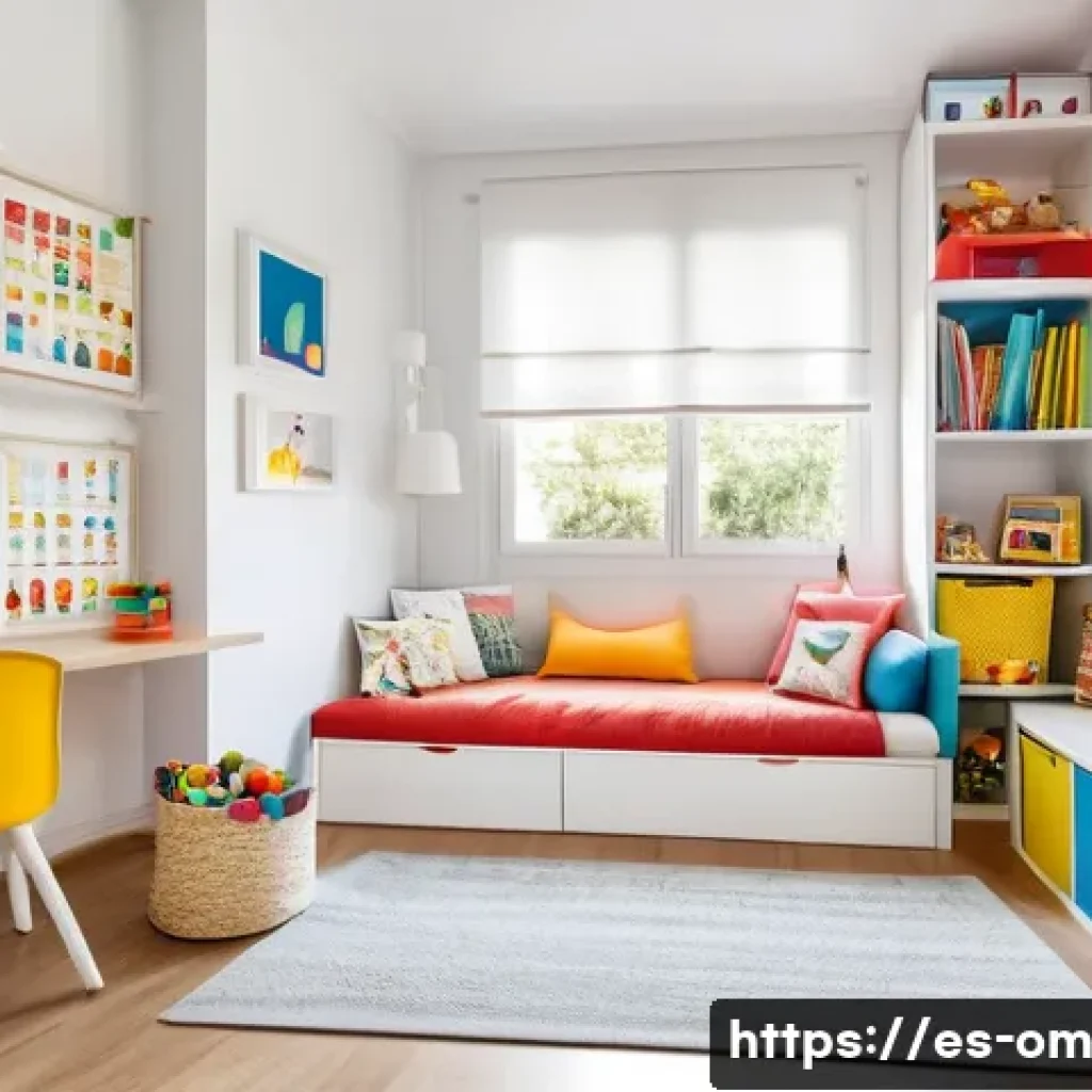 어린이 방 공간 효율적인 정리 방법 - A bright and cheerful Spanish children's bedroom designed with clearly defined zones for different a...