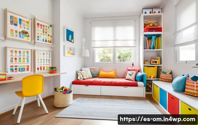 어린이 방 공간 효율적인 정리 방법 - A bright and cheerful Spanish children's bedroom designed with clearly defined zones for different a...