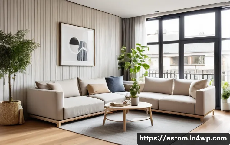 모듈형 가구의 장점과 활용법 - A modern small urban apartment living room featuring a modular sofa set in neutral tones, arranged f...