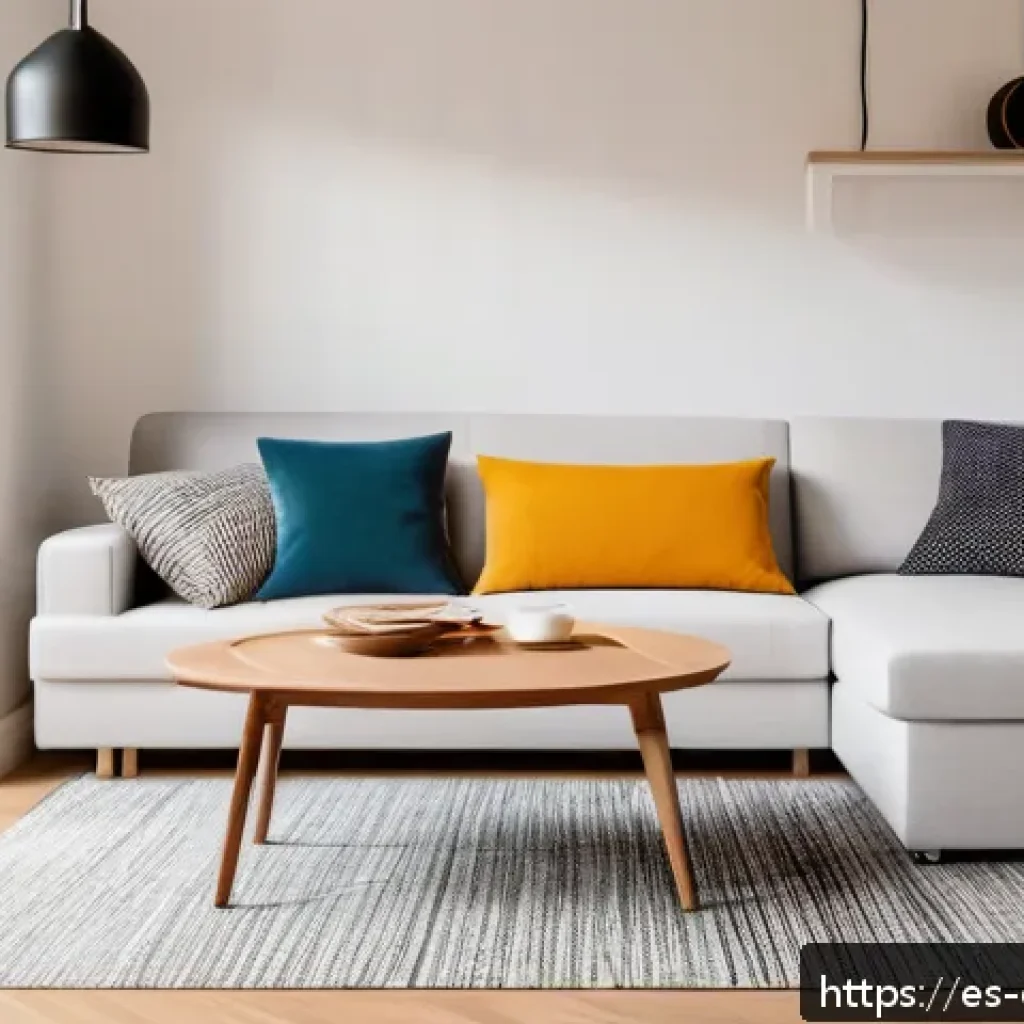 집안 정리를 위한 효과적인 루틴 설정 - A modern, small apartment living room showcasing multifunctional furniture: a sleek sofa with hidden...