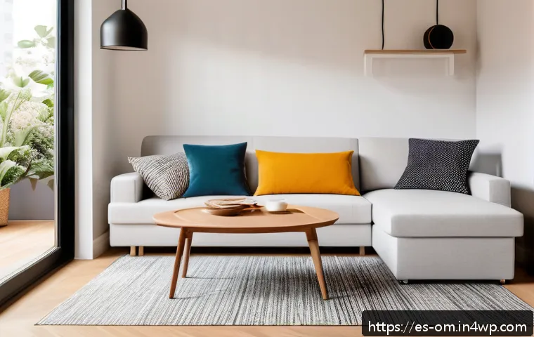 집안 정리를 위한 효과적인 루틴 설정 - A modern, small apartment living room showcasing multifunctional furniture: a sleek sofa with hidden...